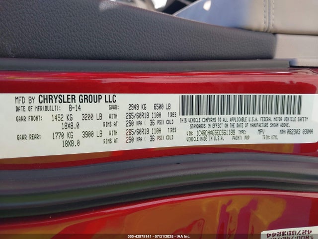 1C4RDHAG5EC561189 Dodge 2014