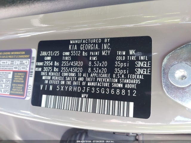 5XYRHDJF3SG368812 KIA t-gdi theta-iii
