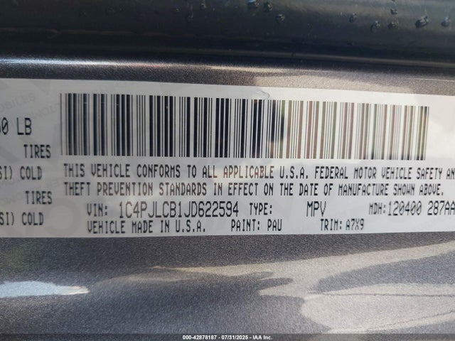 1C4PJLCB1JD622594 Jeep 2018