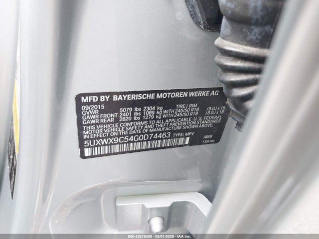 5UXWX9C54G0D74463 BMW 2016