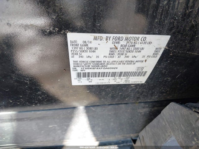 Ford Explorer Limited 2015 1FM5K8F8XFGA65929 Image 9