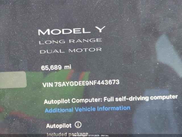 Tesla Model Y 2022 7SAYGDEE9NF443673 Image 15