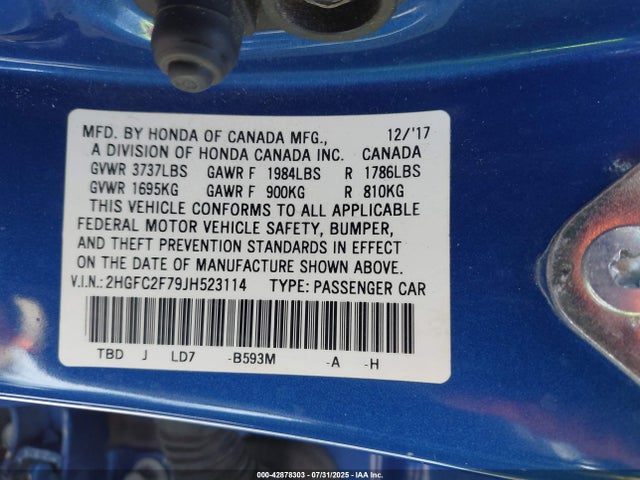 2HGFC2F79JH523114 Honda k20c2