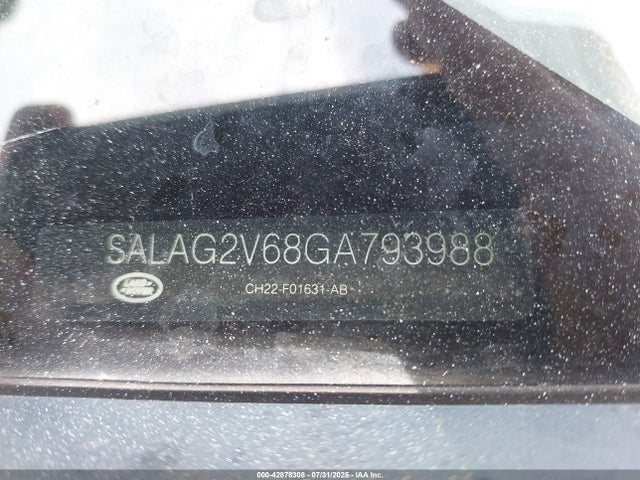 Land Rover s/c lev2 ulev 2016 SALAG2V68GA793988 Image 9