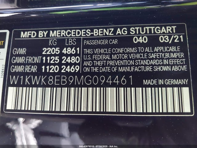 Mercedes-Benz m264 2021 W1KWK8EB9MG094461 Image 9