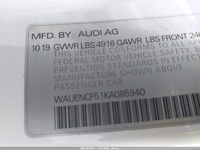Audi A5 2019 WAUENCF51KA085940 Image 9