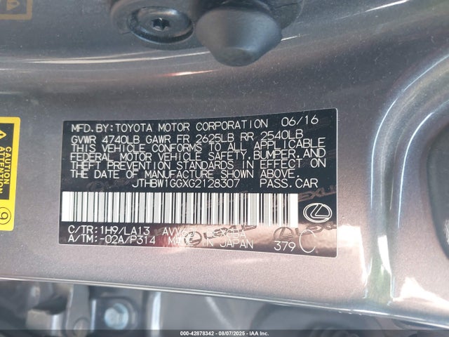 Lexus 2ar-fxe, 2jm 2016 JTHBW1GGXG2128307 Image 9
