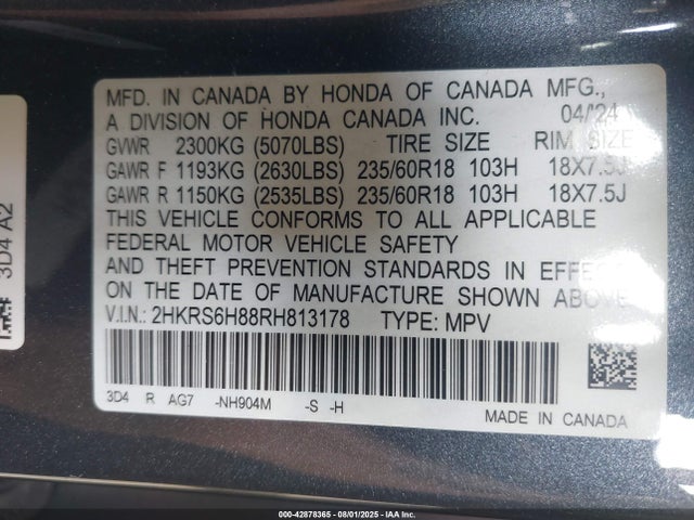 2HKRS6H88RH813178 Honda lfc3