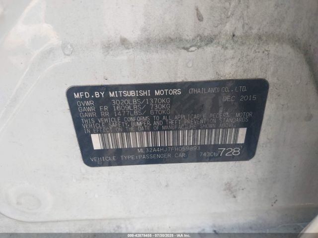 2015 MITSUBISHI MIRAGE ML32A4HJ7FH059893 Photo 8