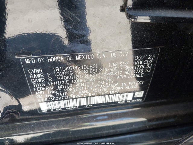 3CZRZ2H76RM729540 Honda k20z5