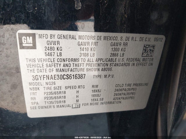 2012 CADILLAC SRX 3GYFNAE30CS616387 Photo 8