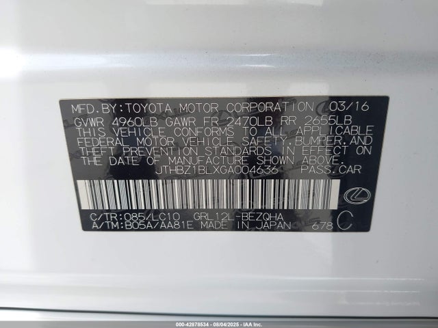 JTHBZ1BLXGA004636 Lexus 2gr-fks