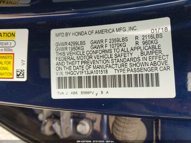 Honda l15be 2018 1HGCV1F13JA101518 Image 9