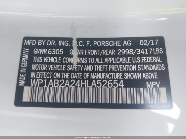 2017 PORSCHE CAYENNE WP1AB2A24HLA52654 Photo 8