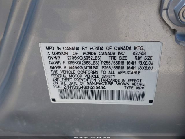 2008 ACURA MDX 2HNYD28408H535454 Photo 8