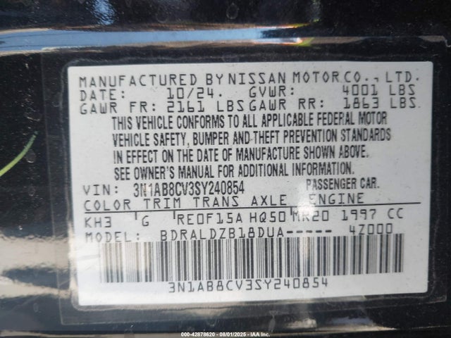 Nissan 2025 2025 3N1AB8CV3SY240854 Image 9