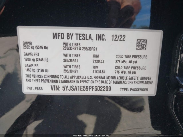 2023 TESLA MODEL S 5YJSA1E59PF502209 Photo 8