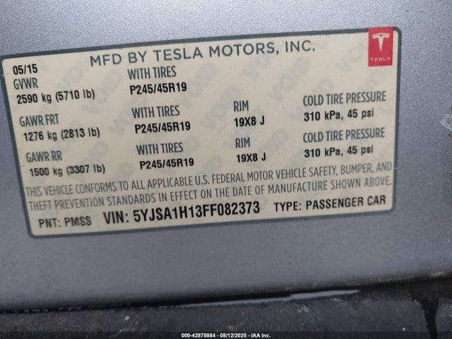 2015 TESLA MODEL S 5YJSA1H13FF082373 Photo 8