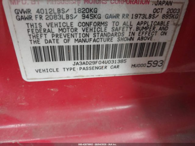 2004 MITSUBISHI LANCER SPORTBACK JA3AD29F04U031385 Photo 8