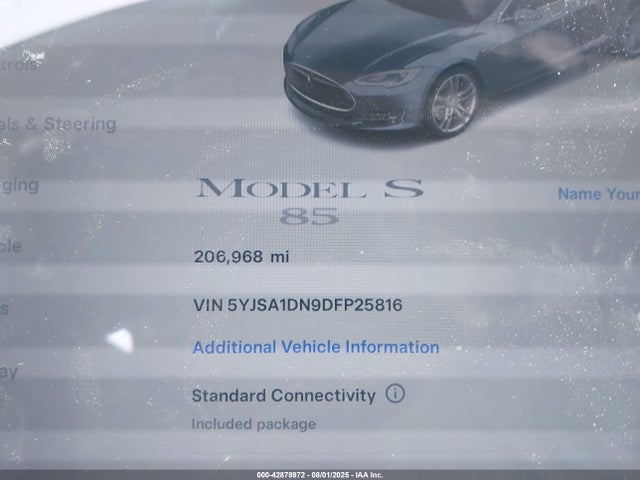 2013 TESLA MODEL S 5YJSA1DN9DFP25816 Photo 6