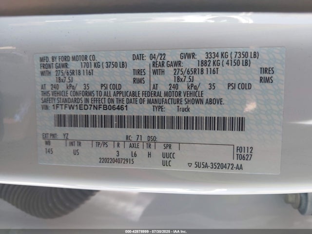 Ford hev 2022 1FTFW1ED7NFB06461 Image 9