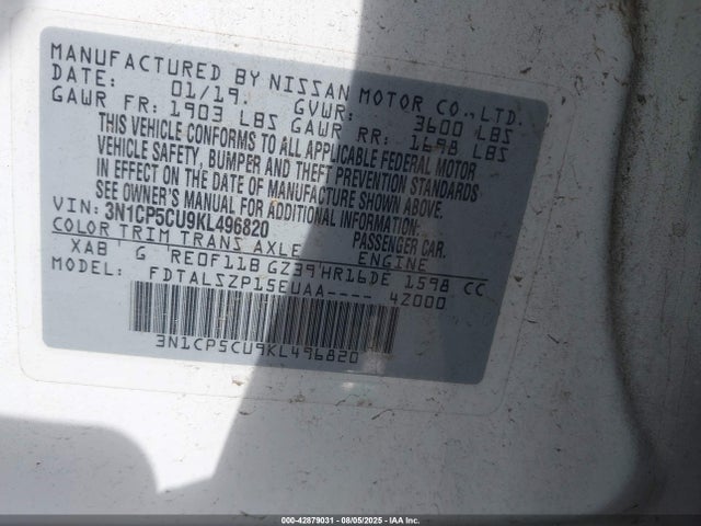 3N1CP5CU9KL496820 Nissan Kicks