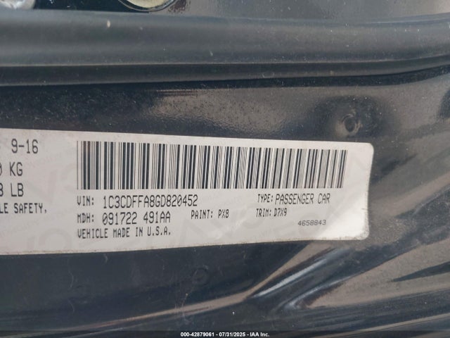 Dodge Dart 2016 1C3CDFFA8GD820452 Image 9