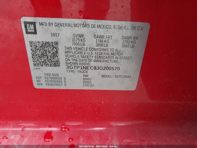 3GTP1NEC8JG200570 GMC l83 -spark ignited direct injection, variable valve timing, afm, e85 max, alum