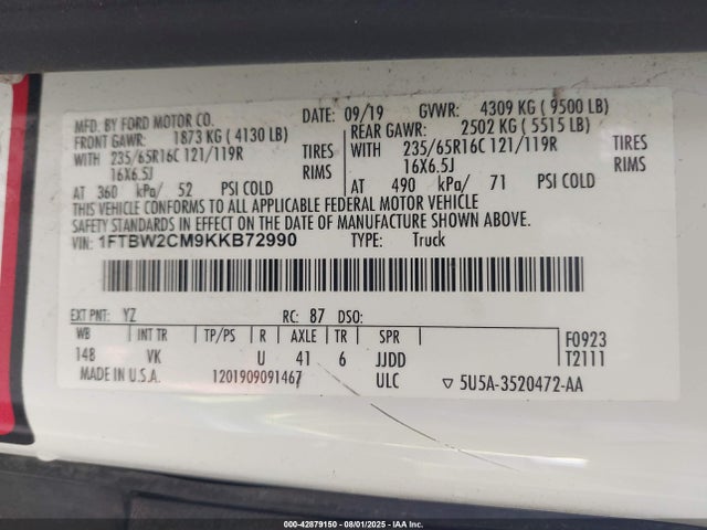 Ford 2019 2019 1FTBW2CM9KKB72990 Image 4