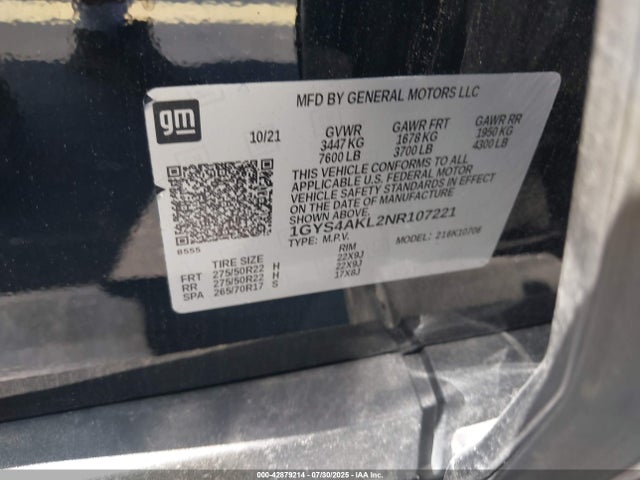 2022 CADILLAC ESCALADE 1GYS4AKL2NR107221 Photo 8