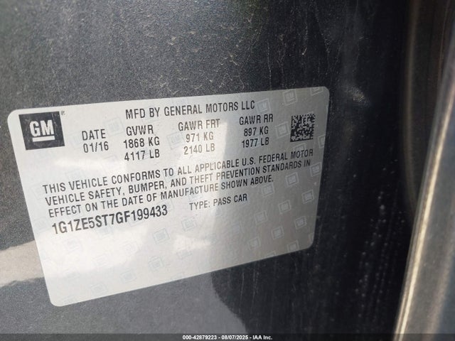 1G1ZE5ST7GF199433 Chevrolet lfv - di: direct injection, vvt, gen1 gmna