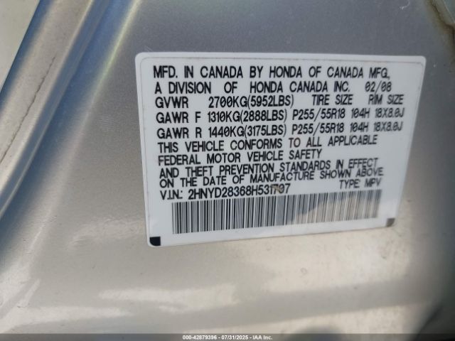 2008 ACURA MDX 2HNYD28368H531707 Photo 8