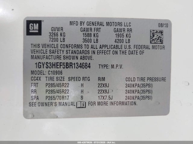 2011 CADILLAC ESCALADE ESV 1GYS3HEF5BR134684 Photo 8
