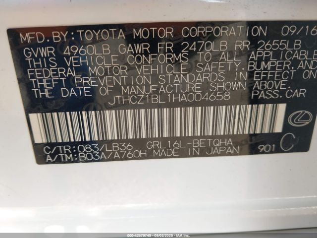 2017 LEXUS GS 350 JTHCZ1BL1HA004658 Photo 8