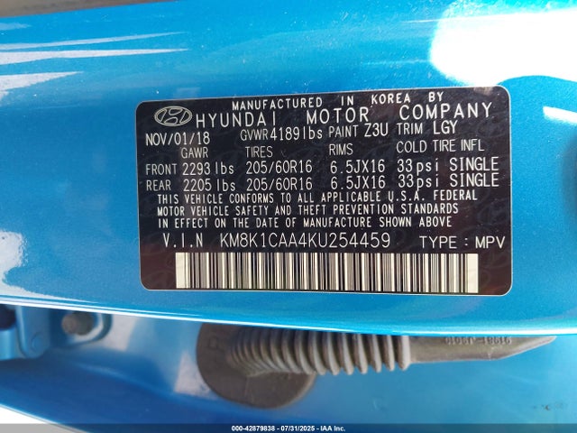 Hyundai mpi nu 2019 KM8K1CAA4KU254459 Image 9
