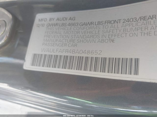 2011 AUDI A5 WAULFAFR4BA048652 Photo 8