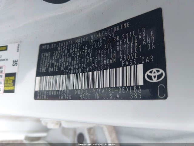 Toyota m20a-fks 2023 5YFB4MDE5PP030072 Image 9
