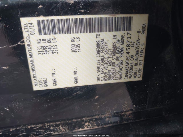 1N4AA5AP1EC458717 Nissan Maxima