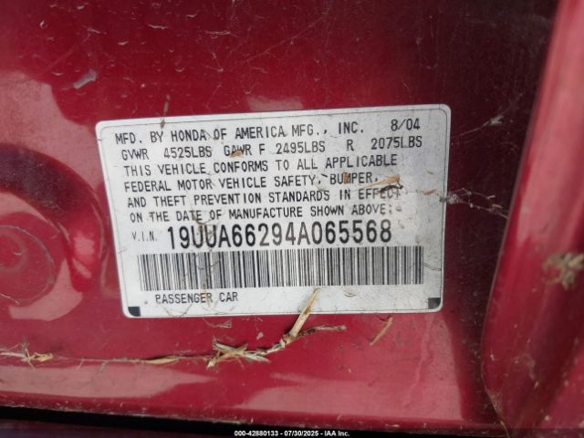2004 ACURA TL 19UUA66294A065568 Photo 8
