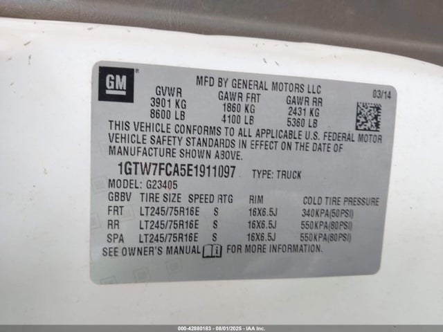 GMC l20 - flex fuel(gas/ethanol), iron 2014 1GTW7FCA5E1911097 Image 9