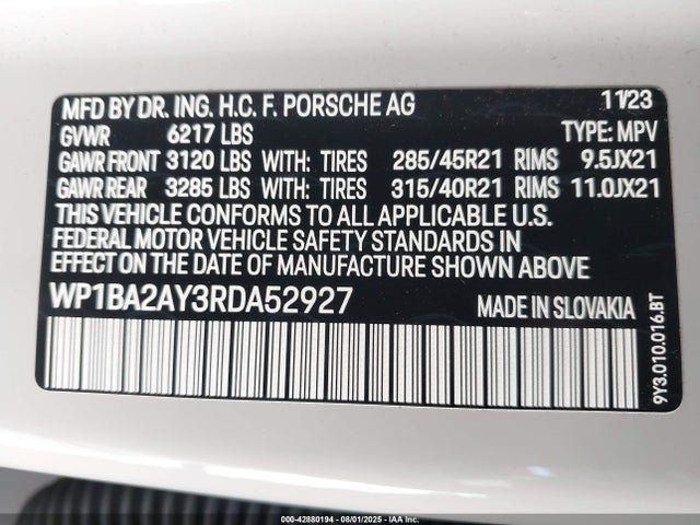 WP1BA2AY3RDA52927 Porsche Cayenne
