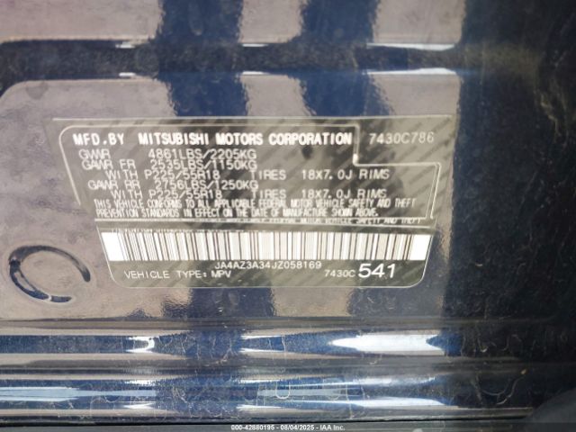 2018 MITSUBISHI OUTLANDER JA4AZ3A34JZ058169 Photo 8