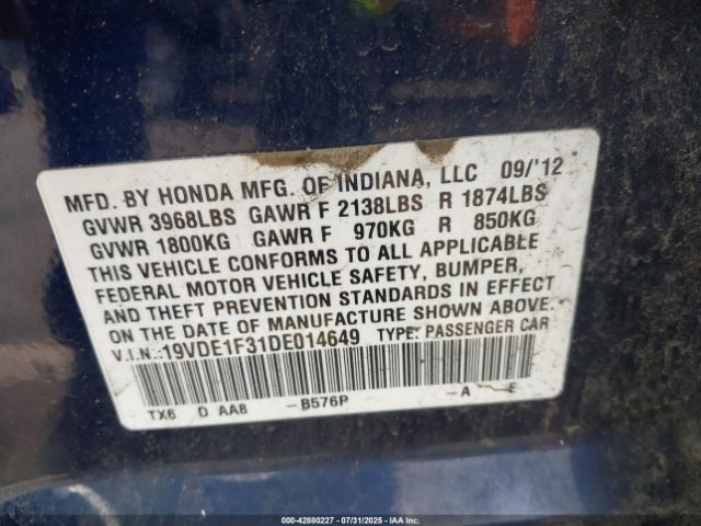 2013 ACURA ILX 19VDE1F31DE014649 Photo 8