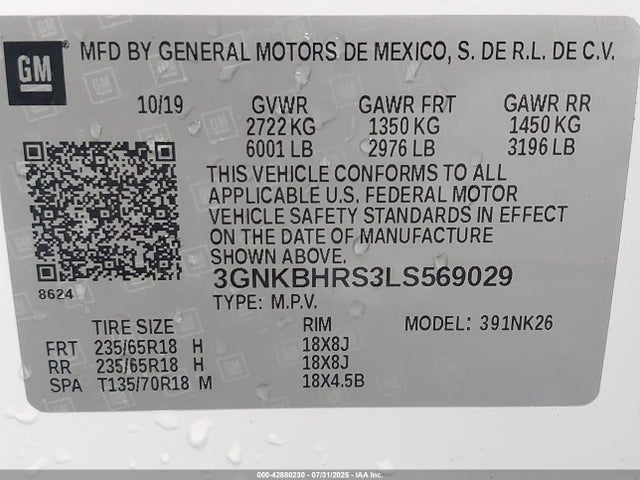 Chevrolet lgx 2020 3GNKBHRS3LS569029 Image 9
