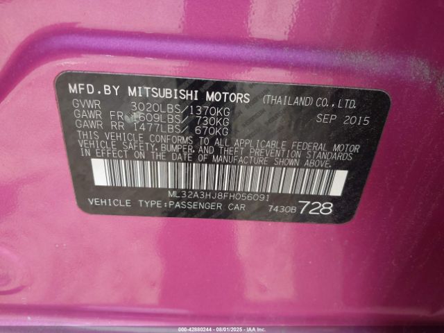 2015 MITSUBISHI MIRAGE ML32A3HJ8FH056091 Photo 8