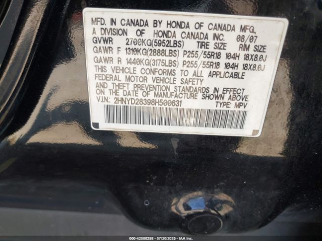2008 ACURA MDX 2HNYD28398H500631 Photo 8