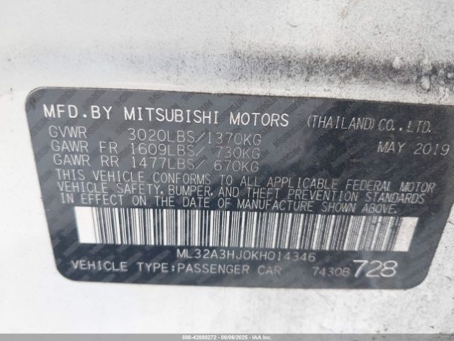 2019 MITSUBISHI MIRAGE ML32A3HJ0KH014346 Photo 8