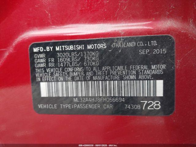 2015 MITSUBISHI MIRAGE ML32A4HJ8FH056694 Photo 8