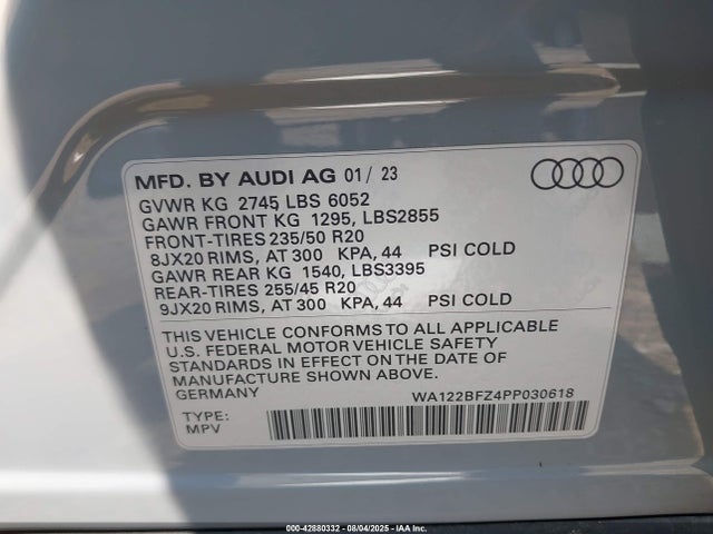 Audi q4 2023 WA122BFZ4PP030618 Image 9