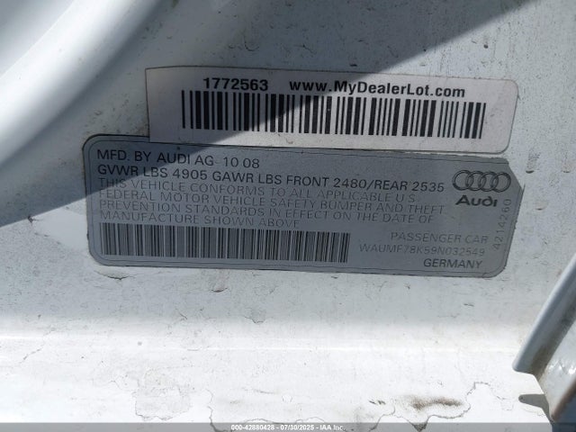 2009 AUDI A4 WAUMF78K59N032549 Photo 8